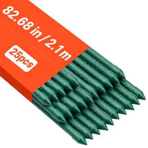 VEVOR Garden Stakes, 25 Pack, 82.68 inch, Plastic Coated Metal Tomato Stakes, Garden Sticks for Plants Support, with Pointed End and Non-Slip Bumps for Growing Climbing Plants, Outdoor Vegetables