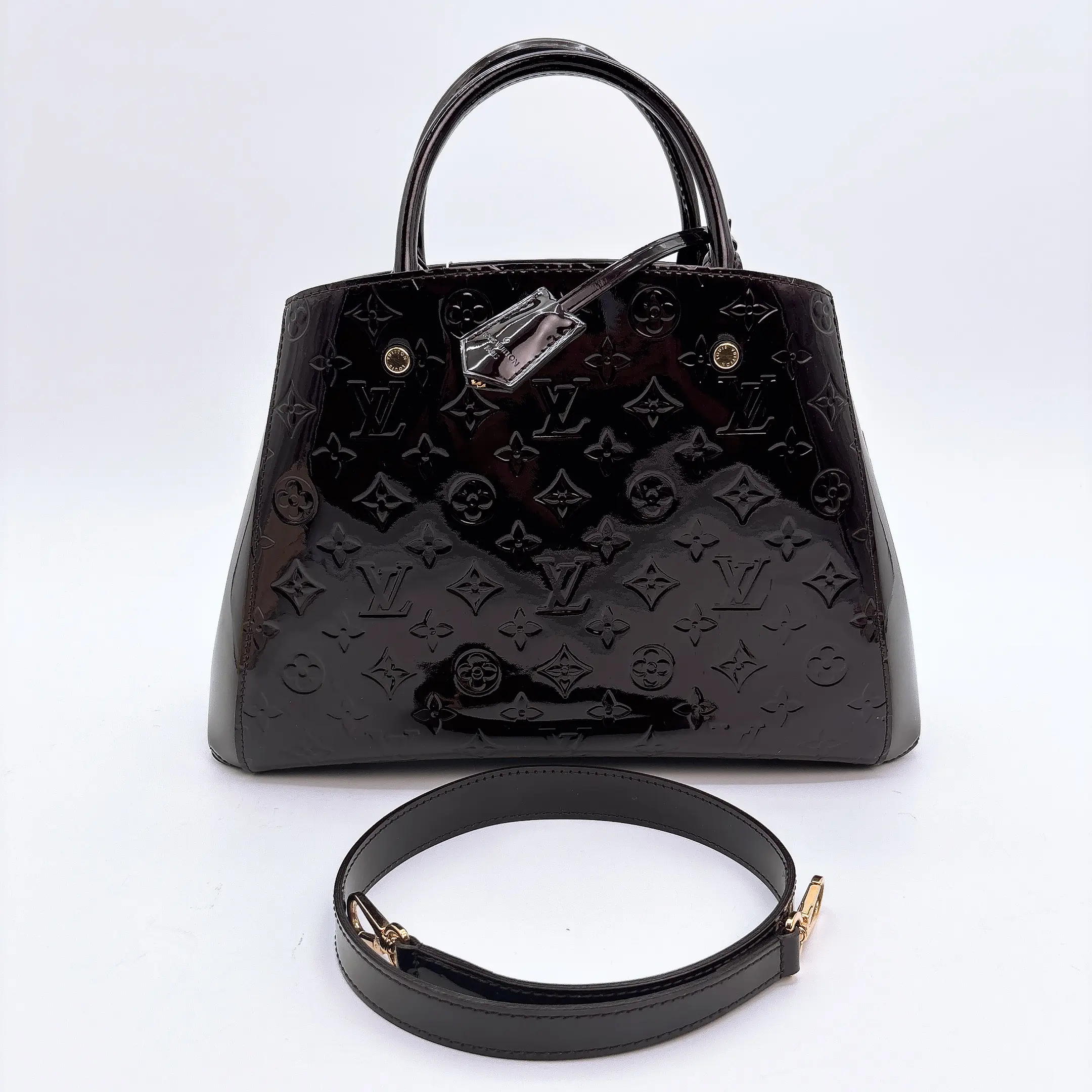 Pre-owned Louis Vuitton Vernis Montaigne MM Amarante