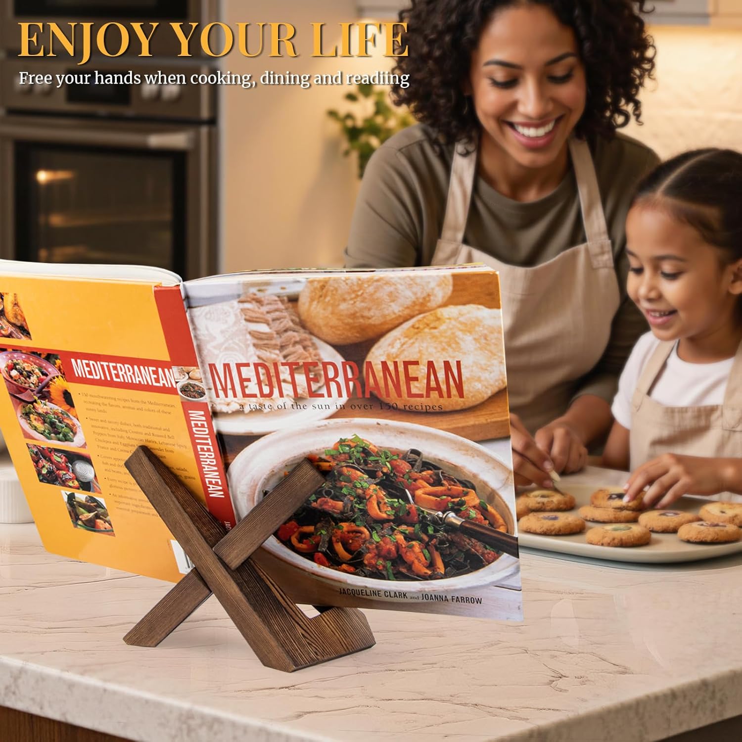 Cookbook Stand for Kitchen, Recipe Book Holder for Kitchen Counter, Wooden Cookbook Holder, Rustic Cook Book Holder Stand - Rustic Brown Cookbook Stand for Kitchen, Recipe Book Holder for Kitchen Counter, Wooden Cookbook Holder, Rustic Cook Book Holder Stand - Rustic Brown