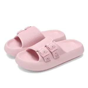 Women and Men Adjustable Buckles Platform Sandals, Lightweight Summer Beach Slippers Non-Slip Shower Shoes, Cushion EVA Cloud Sandals for Indoor and Outdoor