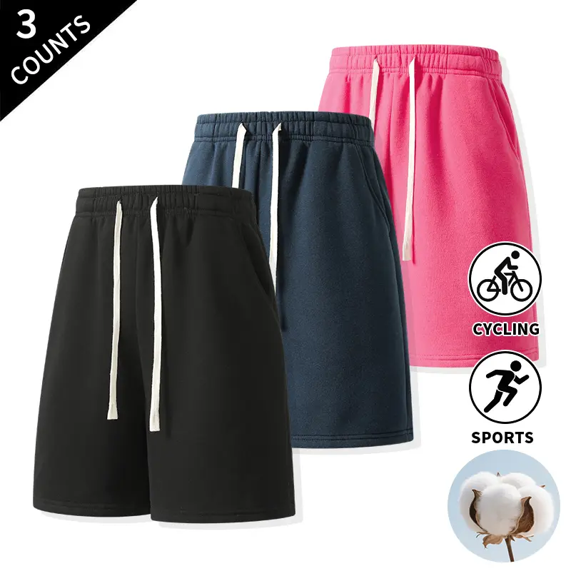 3-Pack Men’s Athletic Relaxed Fit 5-Inch Drawstring Shorts, Elastic Waist Comfortable Casual Everyday Workout Shorts, Basic Summer Lounge Shorts with Convenient Side Pockets