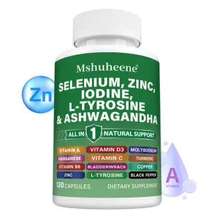 Selenium, Zinc, Iodine Ashwaganda Supplement - Supports thyroid health and energy levels (120 Capsules)