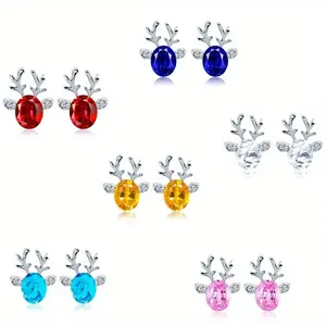 6 pairs of exquisite Christmas earrings, antler earrings, colorful animal earrings, birthday anniversary gifts