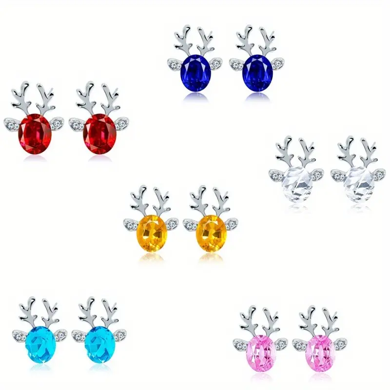 6 pairs of exquisite Christmas earrings, antler earrings, colorful animal earrings, birthday anniversary gifts