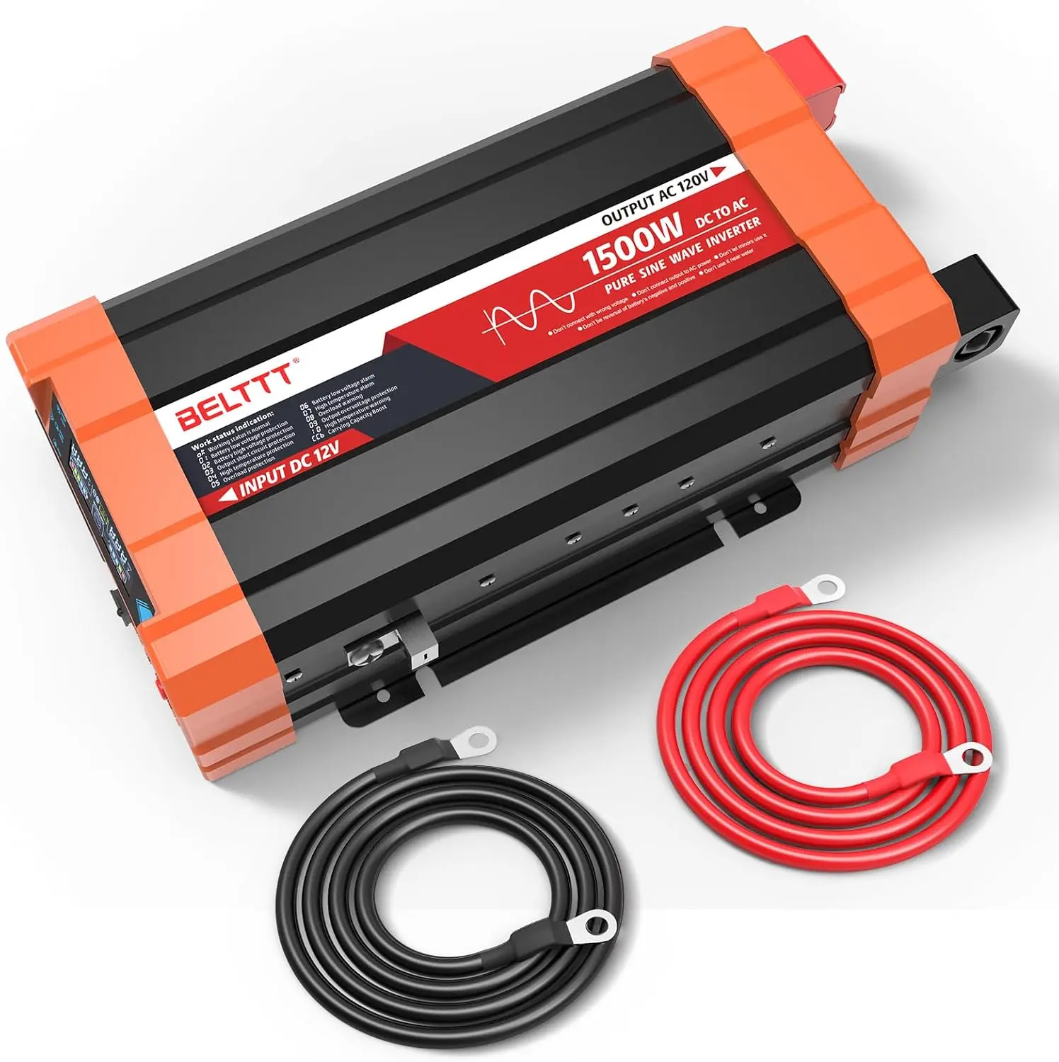 1500W Pure Sine Wave Inverter 12V to 110V Converter, 3000W Surge | LCD Display, Dual AC Outlets, 5V 2.1A USB, Power Inverter 12V to 120V AC for Solar, Off-Grid, Truck, RV, 12V Inverter