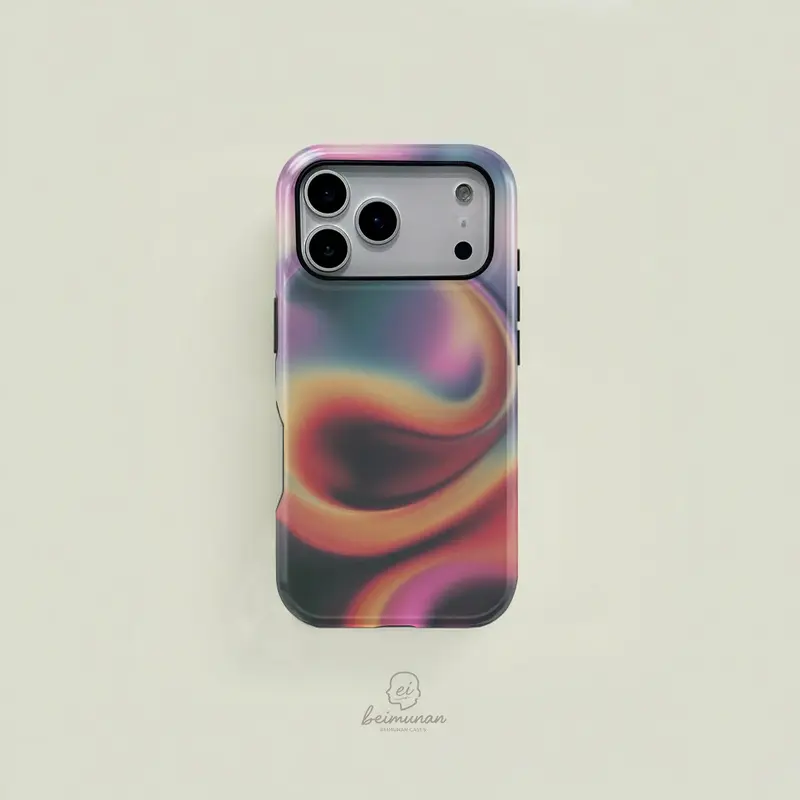 Gradient Fluid Pattern Two-In-One Phone Case, Durable Shockproof Fashion Cover for iPhone 11-18 Pro Max, Compatible with Samsung Galaxy S23-S25 Ultra, Stylish Protective Cover