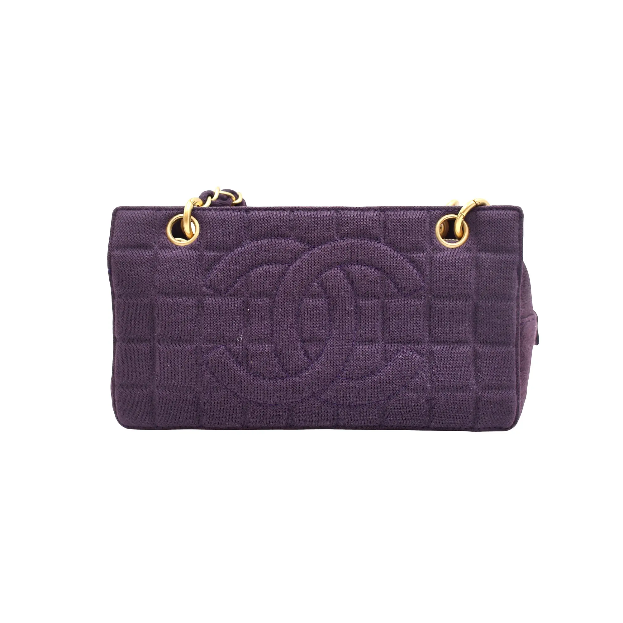 Pre-owned CHANEL jersey Shoulder Bags Quilted CC Chocolate Bar Chain Shoulder Bag 2002 2003 7807685 (4900000162530)