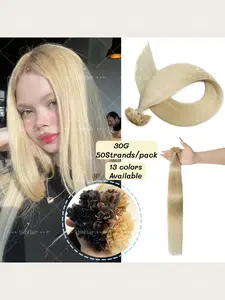 Natural Blonde/Brown/Black K Tip Hair Extensions, Human Hair with Keratin Tips, 50 Strands Per Pack, Hot Fusion K Tip Extensions for Women,12-20inch