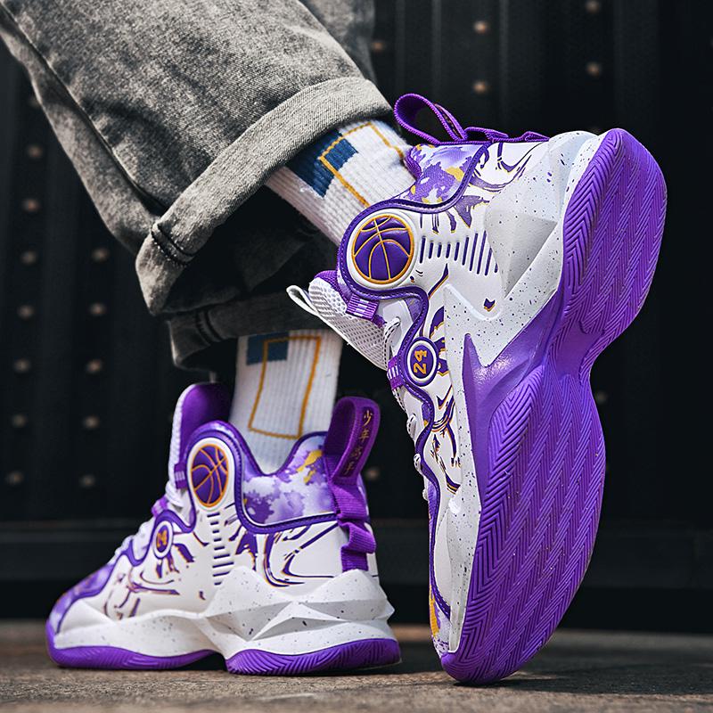 Men's official genuine basketball shoes, high-top sports shoes for spring and summer, suitable for students, wear-resistant, anti-slip, shock-absorbing, breathable basketball shoes.