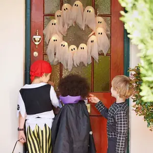 Ghost Wreath Modern Ghost Vine Frame Garden Decoration Wall Hanging for Halloween Party Supplies Ornaments