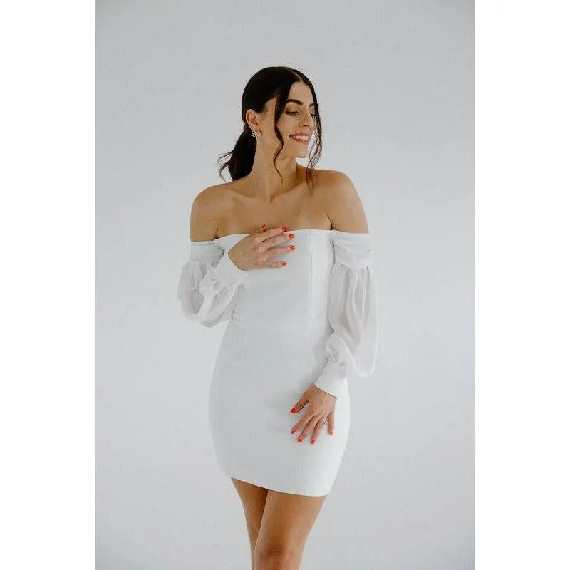 Athena Off-the-Shoulder Mini Dress - White
