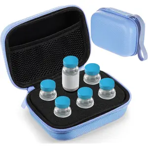 6 Slots Insulin Peptide Fridge Carrying Case Vial Holder Storage Protector Bag, Fits Standard 10ml Vials, Insulin Cooler Travel Kits Case Organizer Diabetes Protector(Light Blue)