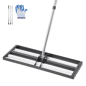 VEVOR Updated Lawn Leveling Rake with Roller, 30x 10 Stainless Steel Lawn Leveler with 83.9 Adjustable Handle, Heavy Duty Yard Leveling Rake, Effort Saving Lawn Leveling Tool for Yard Golf Court