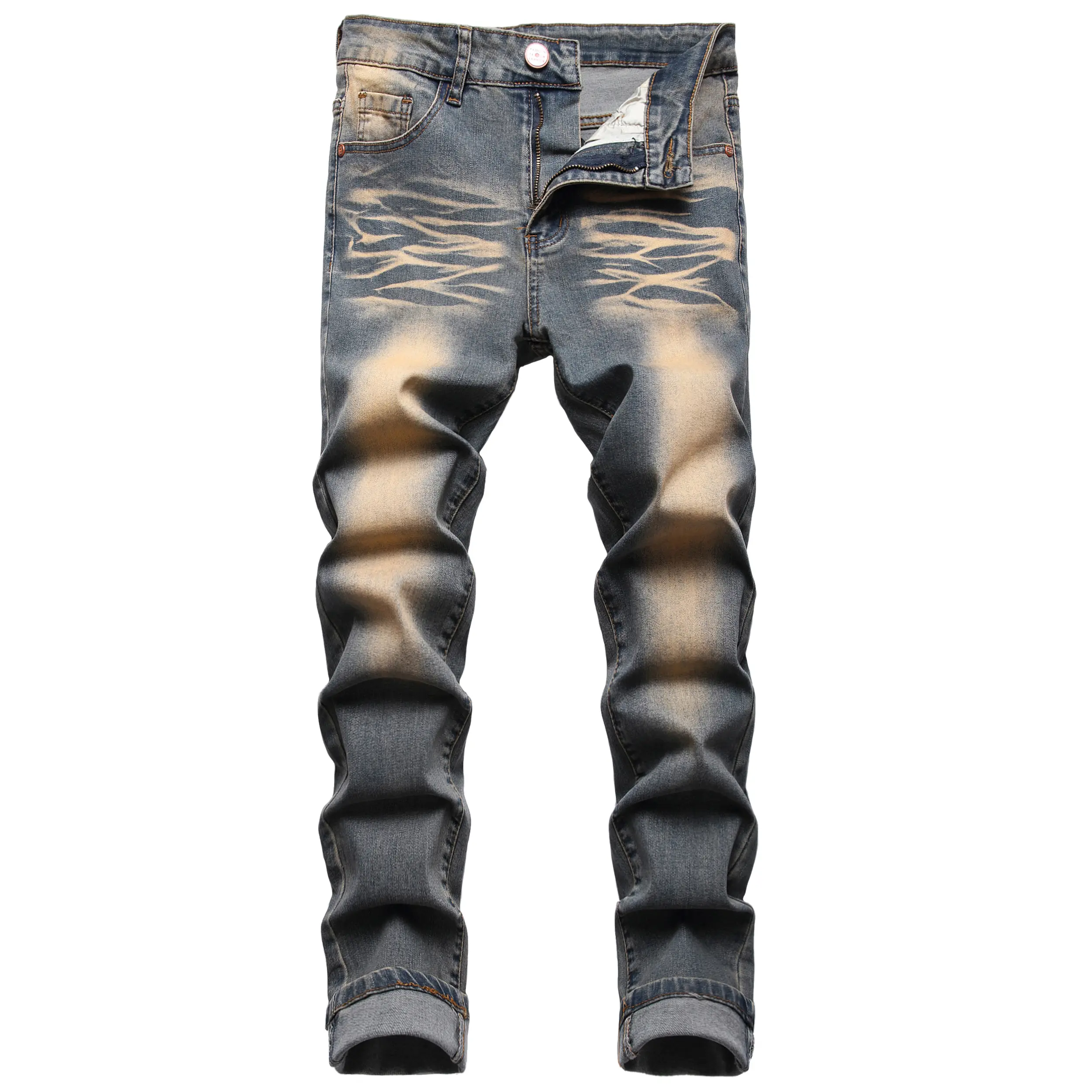 JUNBAOSS Men's Slim Fit Stretch Jeans Ripped Skinny Jeans for Men Distressed Straight Leg Fashion Casual Popular Chic Comfort Flex Waist Denim Pants Menswear Classic Street Jean Natural Hipster Personalized Stylish Jeans with Pockets Streetwear Plain tikt