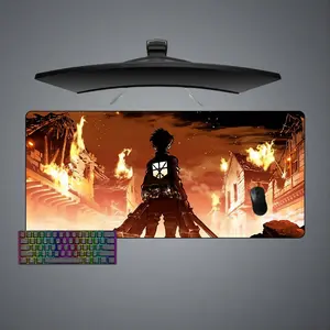 Attack on Titan Fire M-XXL Size Gaming Mouse Pad, Computer Desk Mat