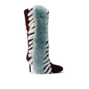 UPSELLA-BLUEMULTI FAUX FUR STILETTO BOOT