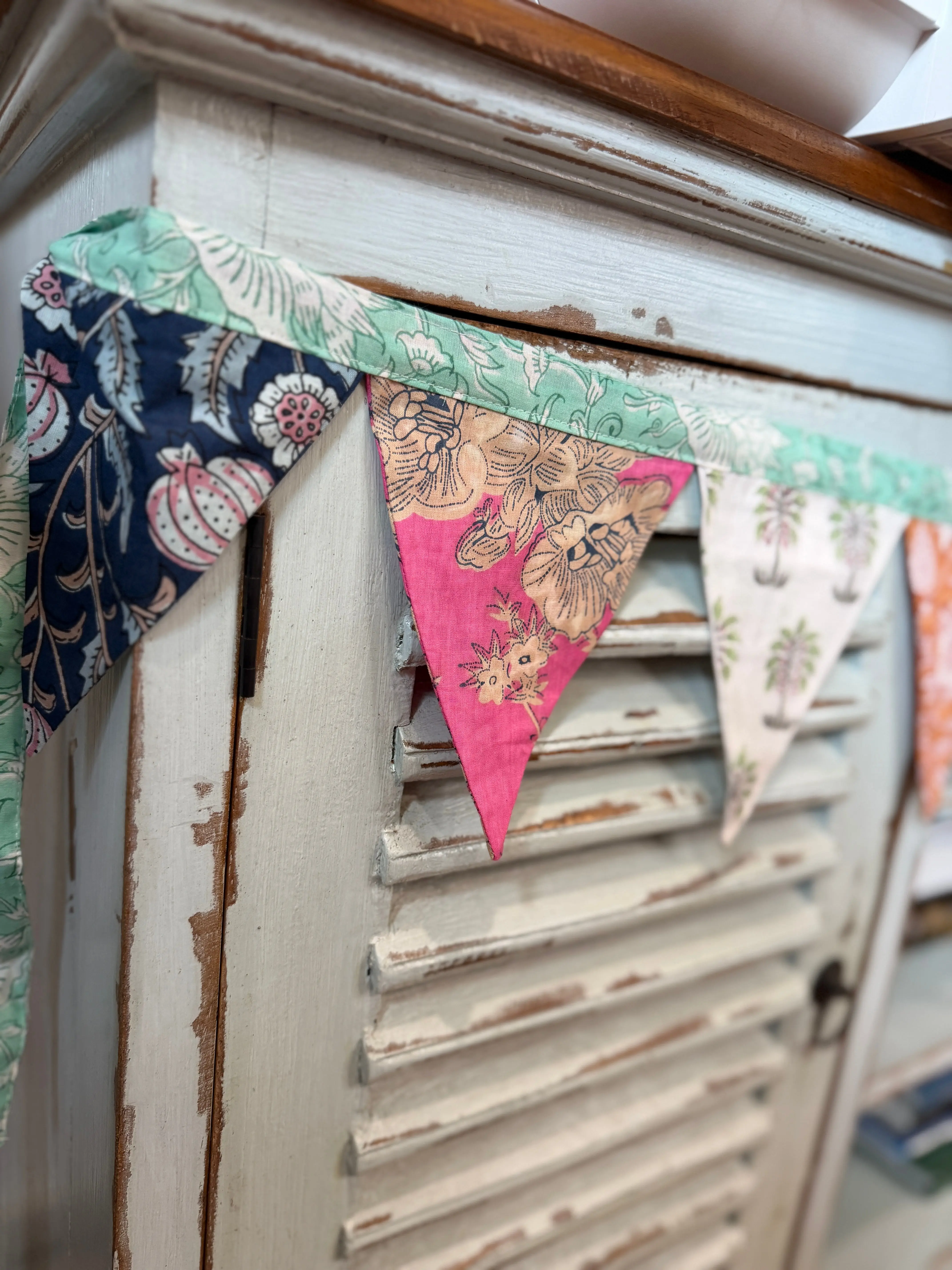 Quilted Pennant Banner | 84" Fabric Garland | Multi-Color