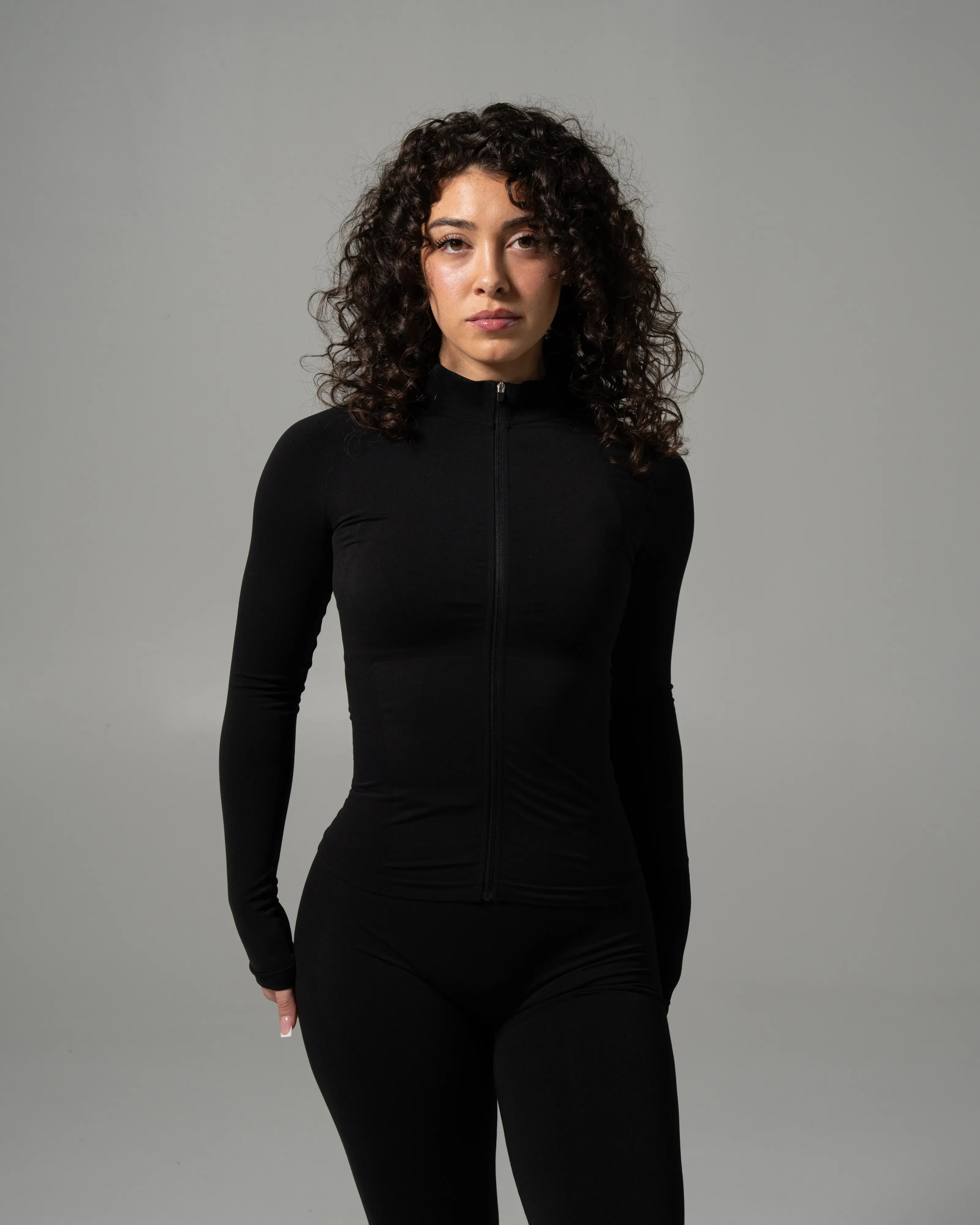 Alphalete Women's Glass Jacket - Black, Training Jacket, Seamless, High Compression, Breathable Mesh, Fitted, Gym Layer