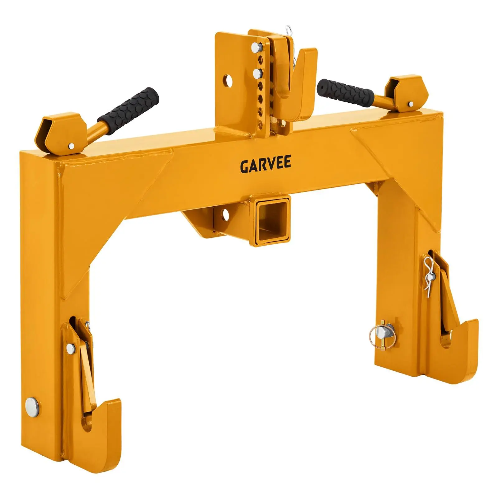 3000 lb 3-Point Quick Hitch, Category 1 Tractor Hitch with 2in Receiver & 5-Level Adjustable Top Hook, Yellow