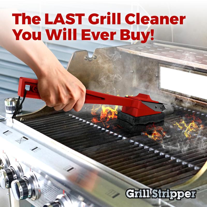 Grill Stripper BBQ Bristle Free Grill Brush with V-Scraper & Twist-Lock Mechanism for Deep Clean Grill Grates
