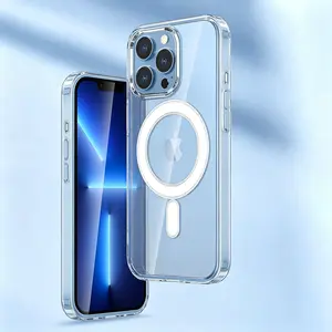 Clear MagSafe Phone Case, Shockproof Transparent Protective Cover for iPhone 17/16/15/14/13 Pro Max Plus, Slim Minimalist Wireless Charging Case Magnetic Protector