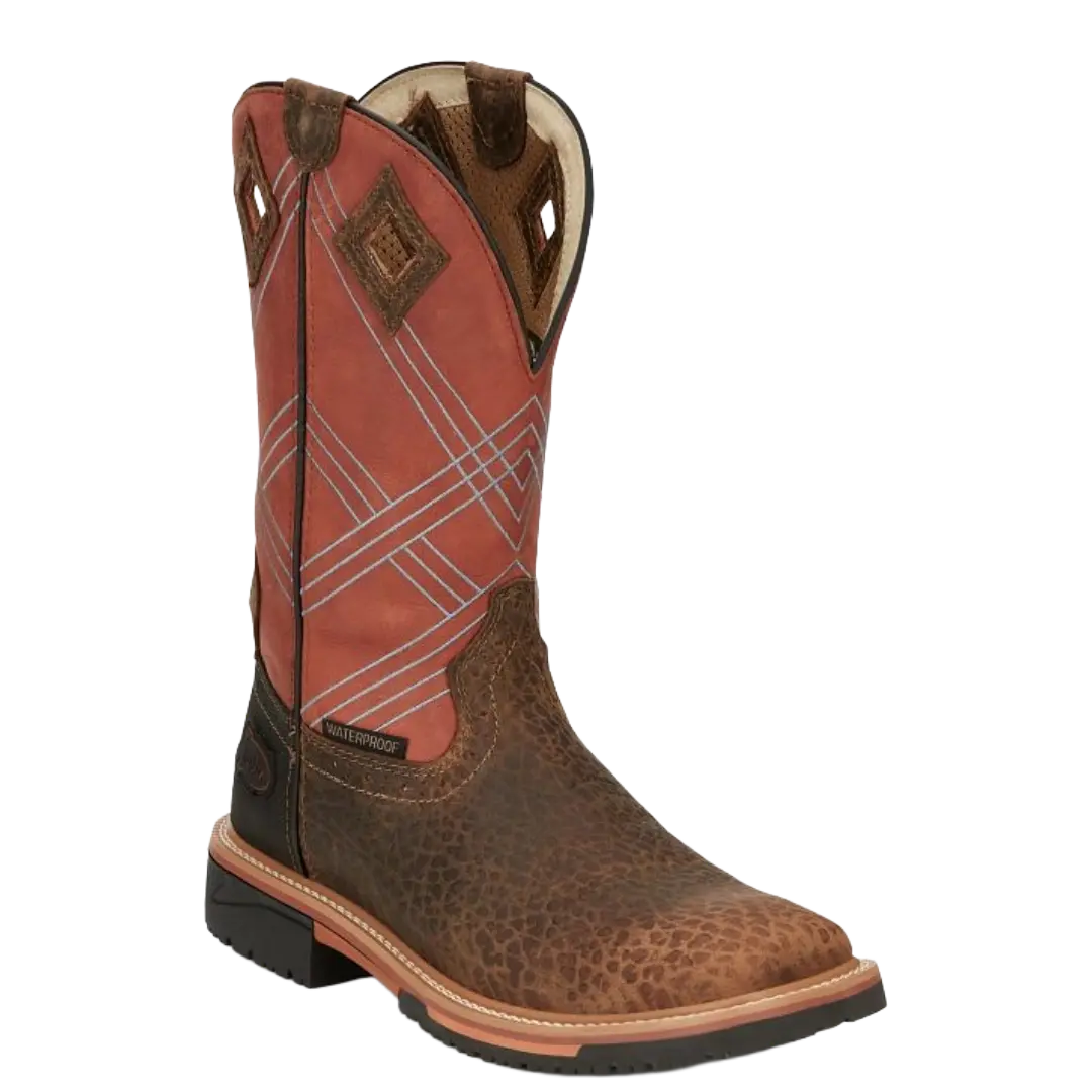 Justin Men's Dalhart 12" Caramel Waterproof Square Toe Work Boot SE4216