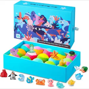 Sea Surprise  Bombs for Kids, 15 Pack Organic Fizzy  Bombs Gift Set with Hidden Ocean Toys, Gentle & Scented, Kid-Safe & Fun  Time, Ideal Christmas Gift & Stocking Stuffer for Kids bubble bath