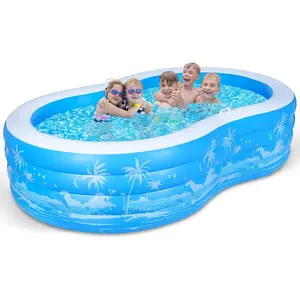 Inflatable Swimming Pool 102" x 63" x 27" Full-Sized Large Inflatable Pool with Seats Handles, Extra Large Durable Thickened Blow Up Pool for Outdoor Garden Backyard