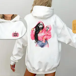 Scream Pink Spooky Mama's Boy Matching Ghost Face Hoodie, 2 Side Halloween Ghost Face Hoodie, Coffee Lover Fall Tee, Halloween Casual Sweatshirt Hooded Outfiter Gift For Best Friend HusBand Wife graphic hoodie