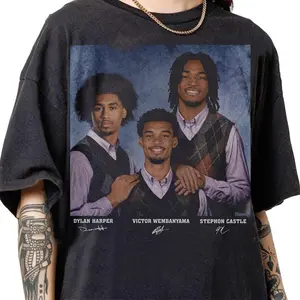Dylan Harper Stephon Castle Victor Wembanyama 90s Bootleg T-Shirt | Dylan Harper Basketball Shirt | Retro Stephon Castle Streetwear Tee
