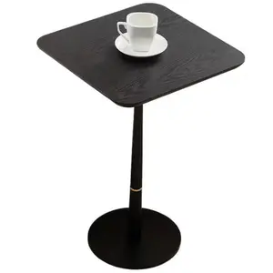 Black Square Modern Coffee Table with MDF Panel & Metal Feet Gold Decorative Ring Waterproof Wear-Resistant Matte Finish 15.74"D x 23.77"H Side Table for Living Room Lounge Sofa Corner