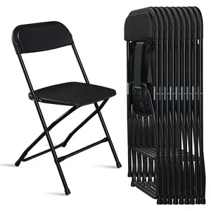 Portable Plastic Foldable Chairs 10 Pack, Stackable Commercial Event Seat with Metal Frame & 330lb Capacity, for Indoor Outdoor Use