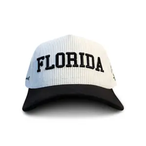 Florida Corduroy & Suede Snapback (Black/White)