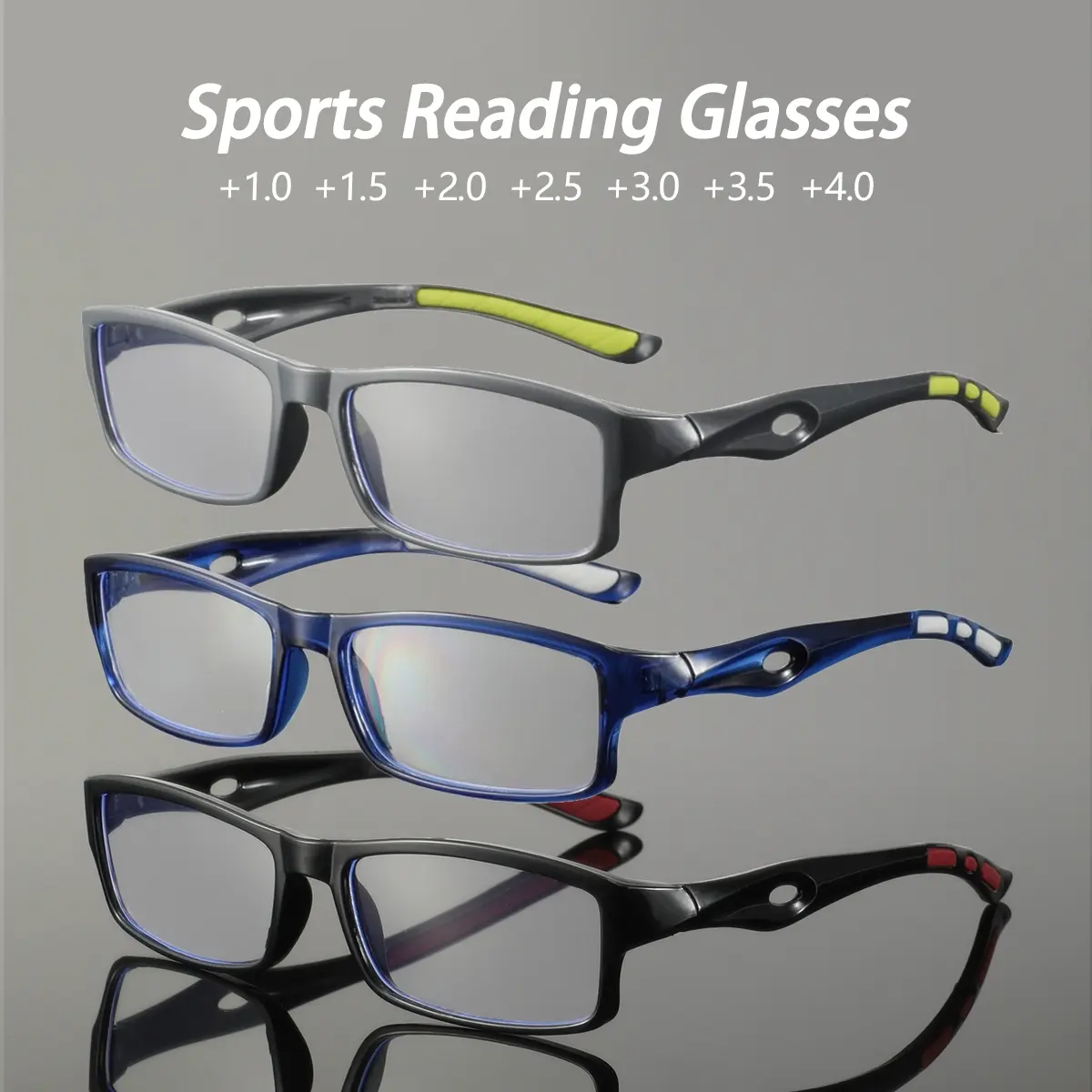 Men's Rectangular Full Frame Fashion Reading Glasses, Stylish Casual Design for Business Commute & Daily Wear, Set of 3 Pieces, Reading Eyeglasses, Reading Eyewear