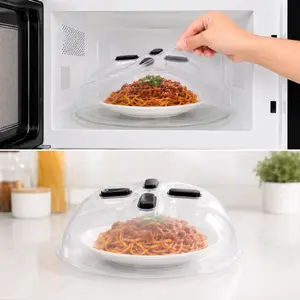 COZYVERSE 12-Inch Magnetic Splatter Cover, Clear BPA-Free Food Lid, Vented Plate Guard with Steam Vents, Anti-Splash Microwave Accessory, Dishwasher-Safe, Space-Saving Magnetic Storage