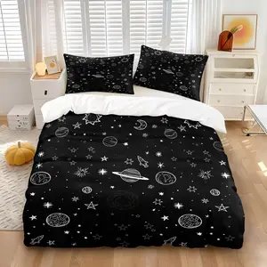 Fantasy INS Style Colorful Galaxy Starry Sky Planet All-Over Print Duvet Cover, Home Bedroom Double Bed Three-Piece Set, Includes 1 Duvet Cover And 1/2 Pillowcases, Filling Not Included. First Choice Gift For Starry Sky Enthusiasts.