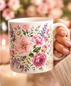 2 Set Floral Style Coffee Mug, Kitchenware Drinkware for Hot Beverages, Mugs
