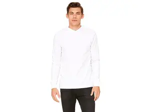 Bella 3512 Unisex Classic Plain Casual Long Sleeve Jersey Hoodie Sweatshirt - White, Extra Small, Longsleeves, Pullover