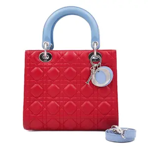 Pre-owned Dior Lambskin Crossbody Bags Lady Limited Edition Medium Red Pink And Blue JM MM347