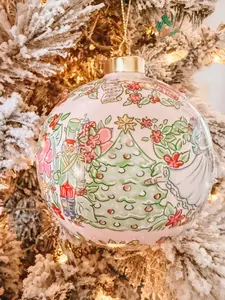 Nutcracker in Bloom Ceramic Ornament - Large Glossy Finish with Gold Topper & String - Perfect for Gifting & Collecting - Part of Sugarplum Collection
