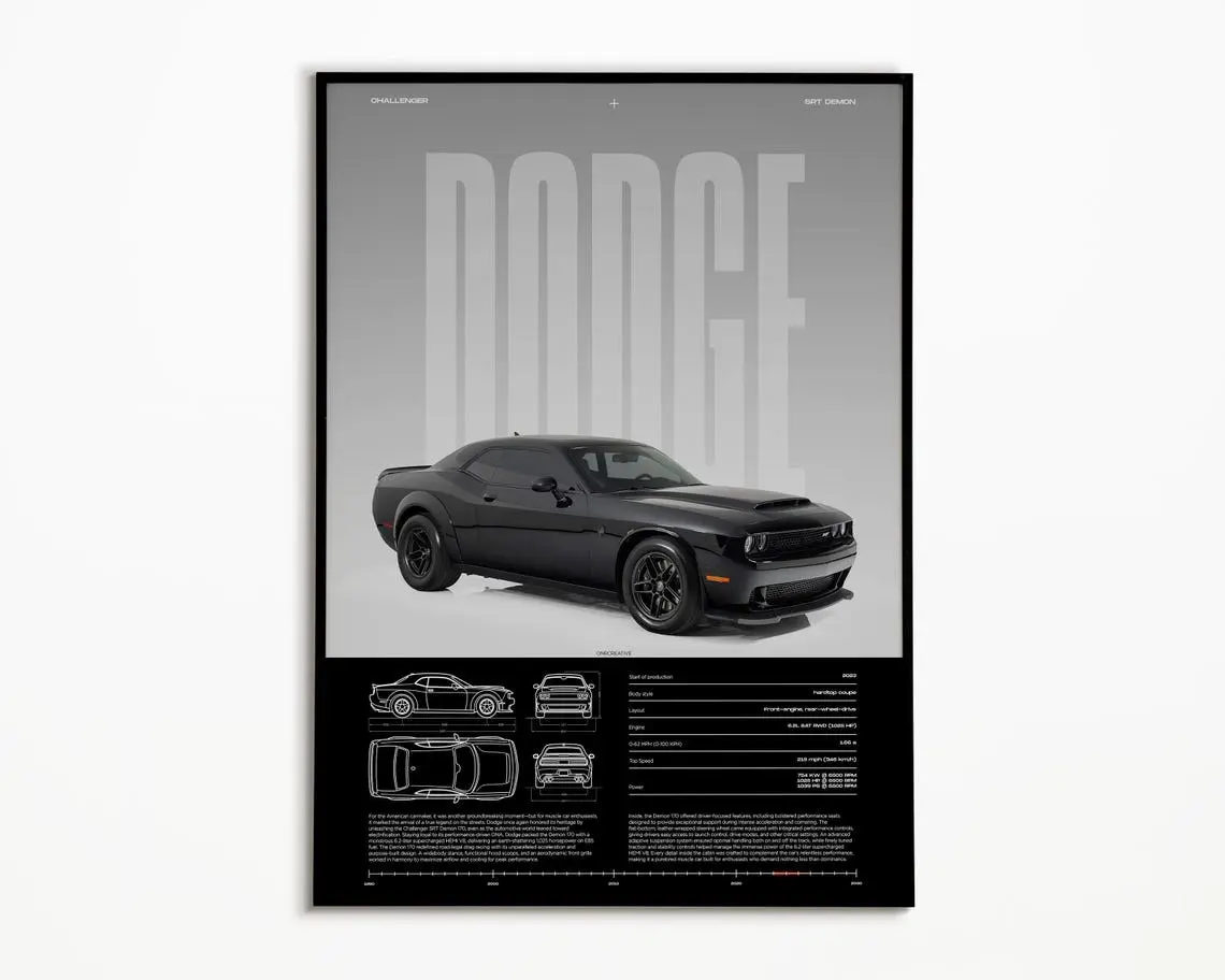 Dodge Challenger SRT Demon 170 Print, Product without frame