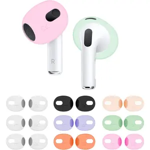 9 Pairs (Fit in ) Ear Tips Compatible with AirPods 3rd, Replacement Ultra Thin Slim Silicone Eartips Earbuds Gel Cover Accessories Compatible with AirPods 3-3 White Multicolor