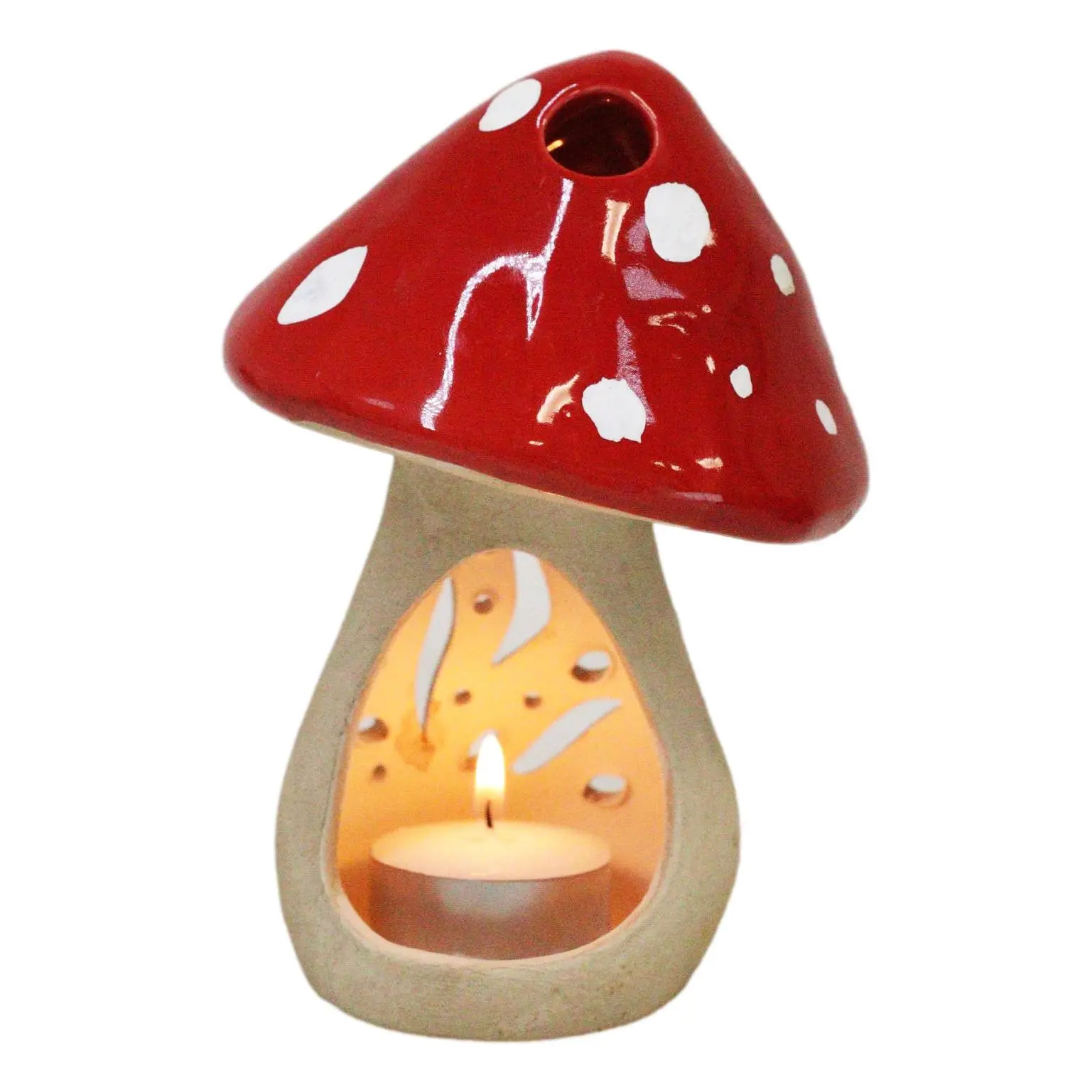 2-Pack Whimsical Cottage Magic Toadstool Mushroom Ceramic Votive Tealight Candle Stand - Home Accessories, Ornaments (Tableware Decor)
