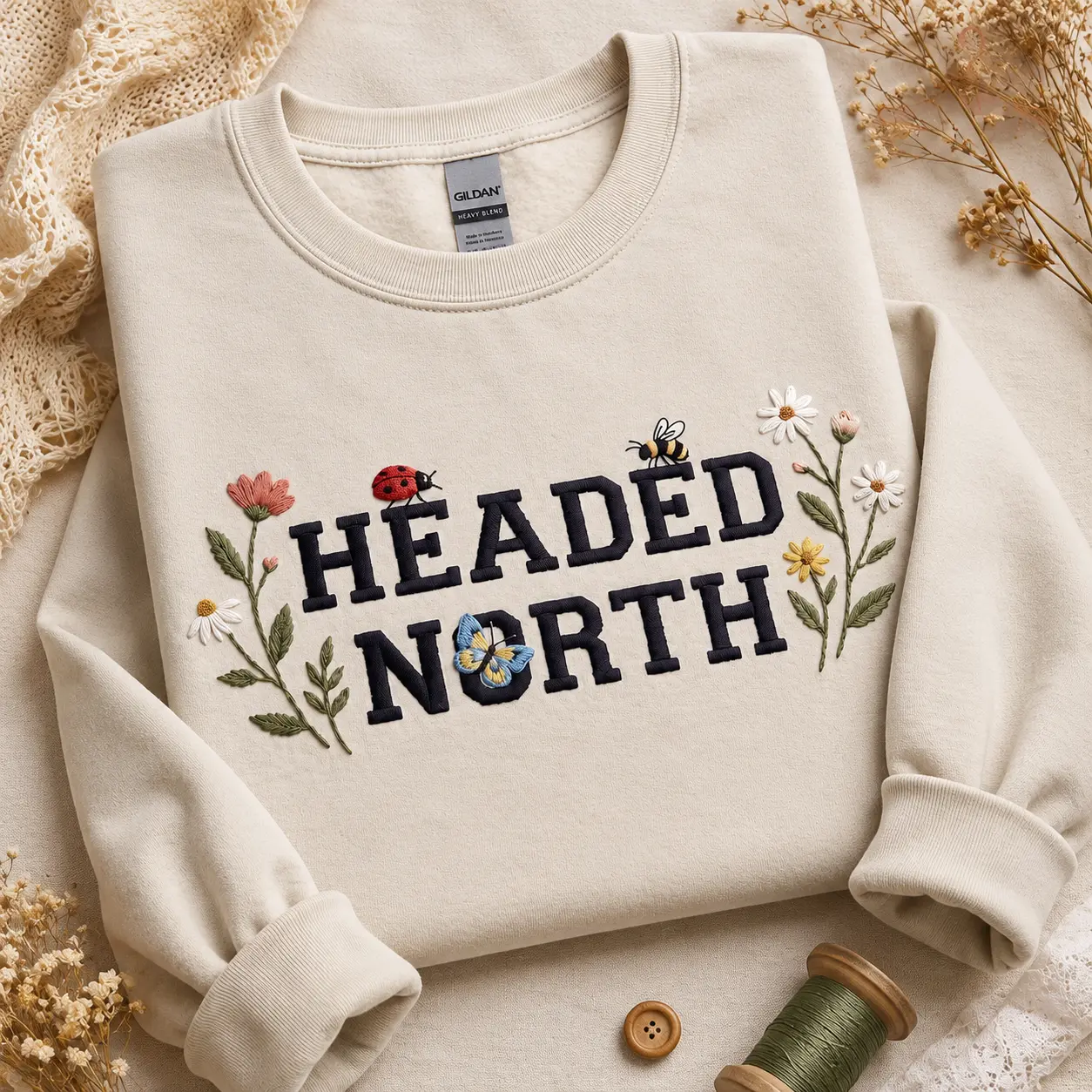 Embroidered Headed North Sweatshirt, NK Indie Folk The Great Divide Concert shirt, Distressed Varsity Outfit, Vermont Hoodie
