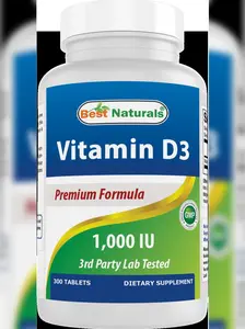 Best Naturals Vitamin D3 1000 IU – 300 Tablets – Made in USA, Non-GMO, Gluten Free, No Artificial Color, Flavor or Preservatives – Dietary Supplement