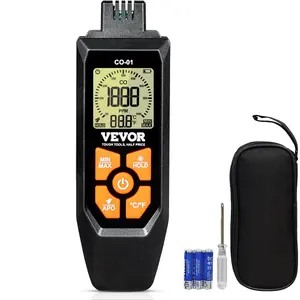 VEVOR CO Gas Monitor, 0-1000PPM Range, Features Sound Light Warning, Handheld Carbon Monoxide Meter with Temp Sensing, Digital Display with Backlight, Suitable for Household/Industrial Use, Inclu