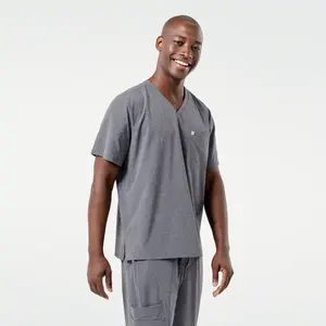 Zenir | Men's Single Pocket Scrub Top - Ash Gray