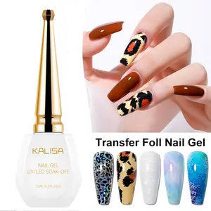 Kalisa Transfer Foil Nail Gel Polish, Semi-Permanent Varnish for French Style Nail Art, UV LED Soak off Glue with Adhesive Sticker, Nail Care, Manicure