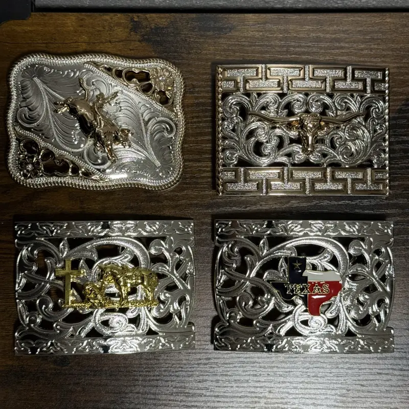 Western Buckles for Belts Unisex - Design with Intricate Patterns and Gold Accents