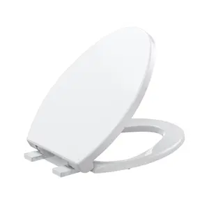 Garvee 19-inch elongated white toilet seat with quick-release design, stable and wobble-free, easy to clean, fits standard US toilets, ideal for adults and general bathroom replacement